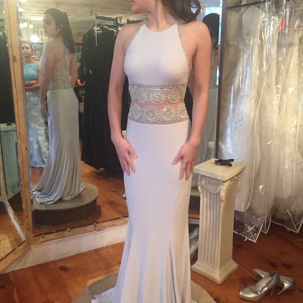 Grey Illusion Prom Dress